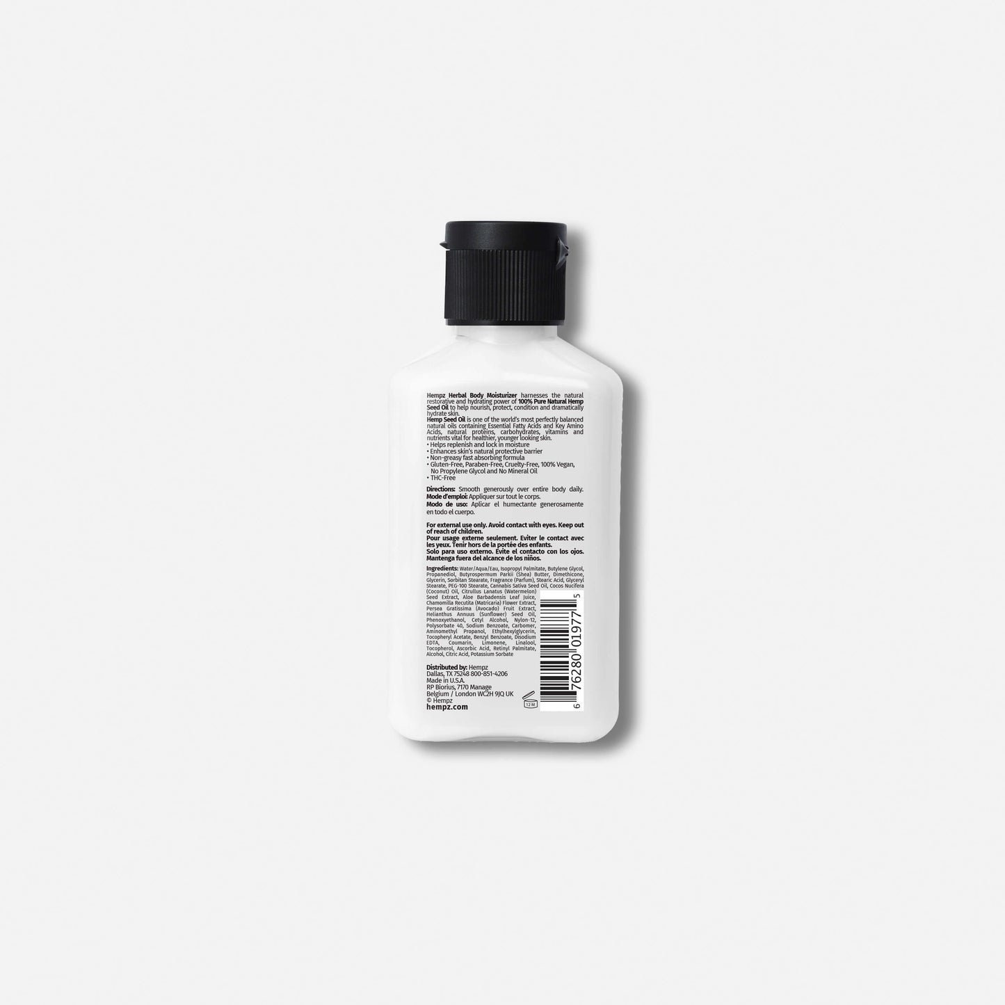 Hempz Travel-Size Fresh Coconut & Watermelon Herbal Body Moisturizing Lotion, Back
