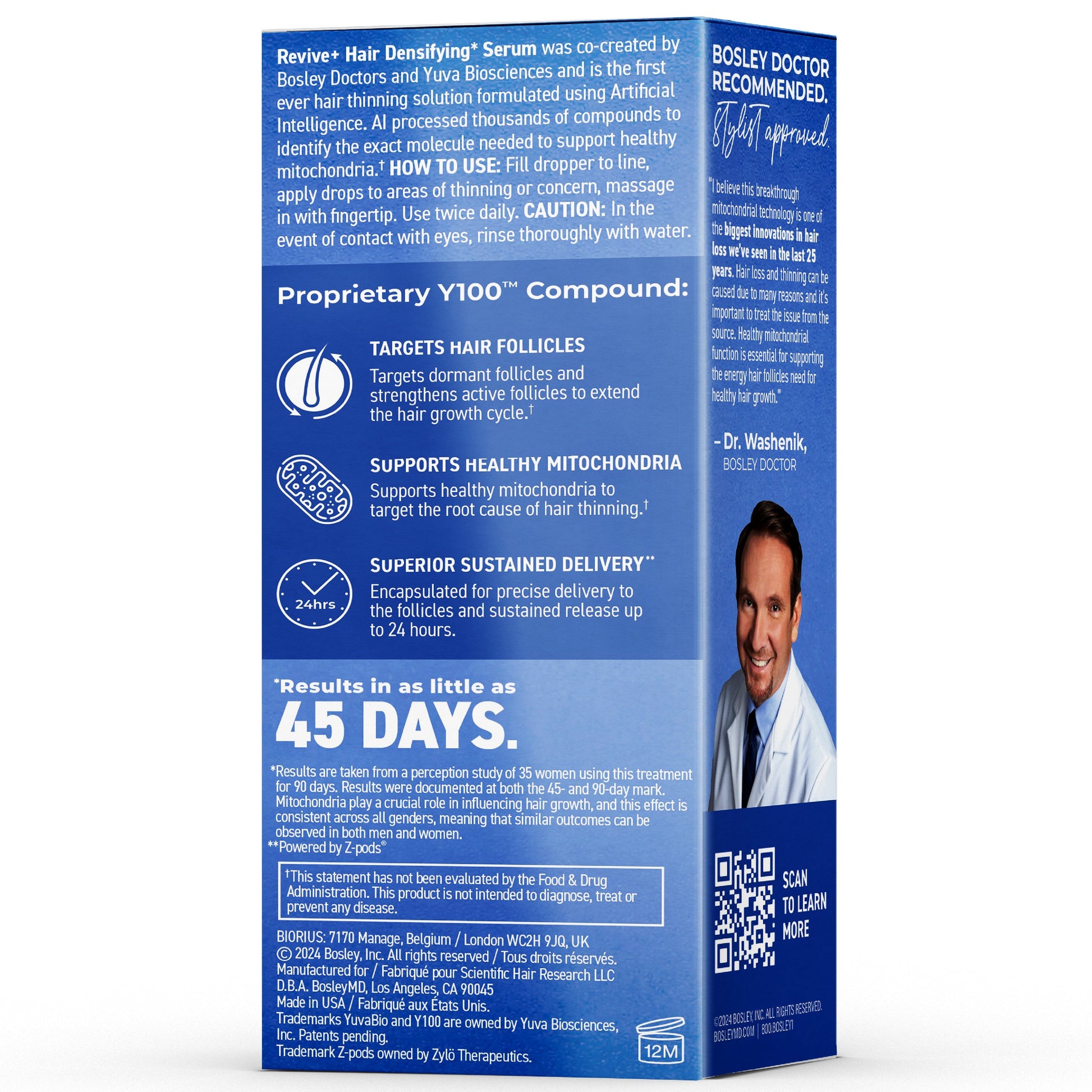 Back of the Revive+ Hair Densifying Serum for Men Box.
