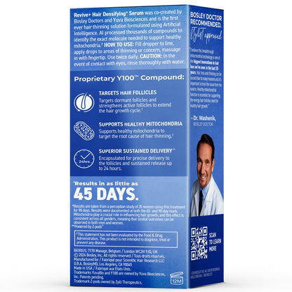Back of the Revive+ Hair Densifying Serum for Men Box.