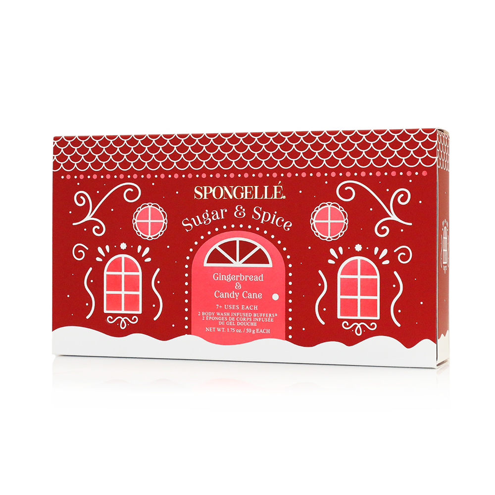 Sugar & Spice Holiday Gingerbread Gift Set of 2 Body Wash Infused Buffers