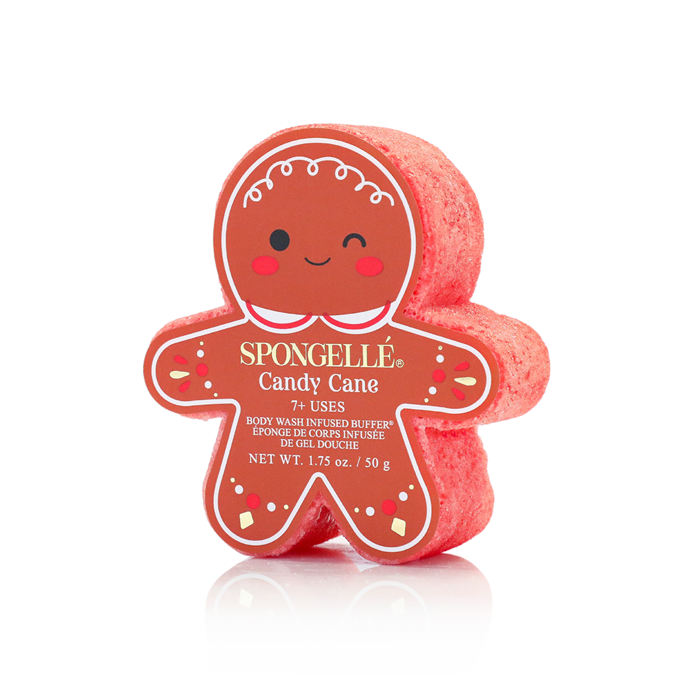 Holiday Gingerbread Body Wash Infused Buffer in Candy Cane
