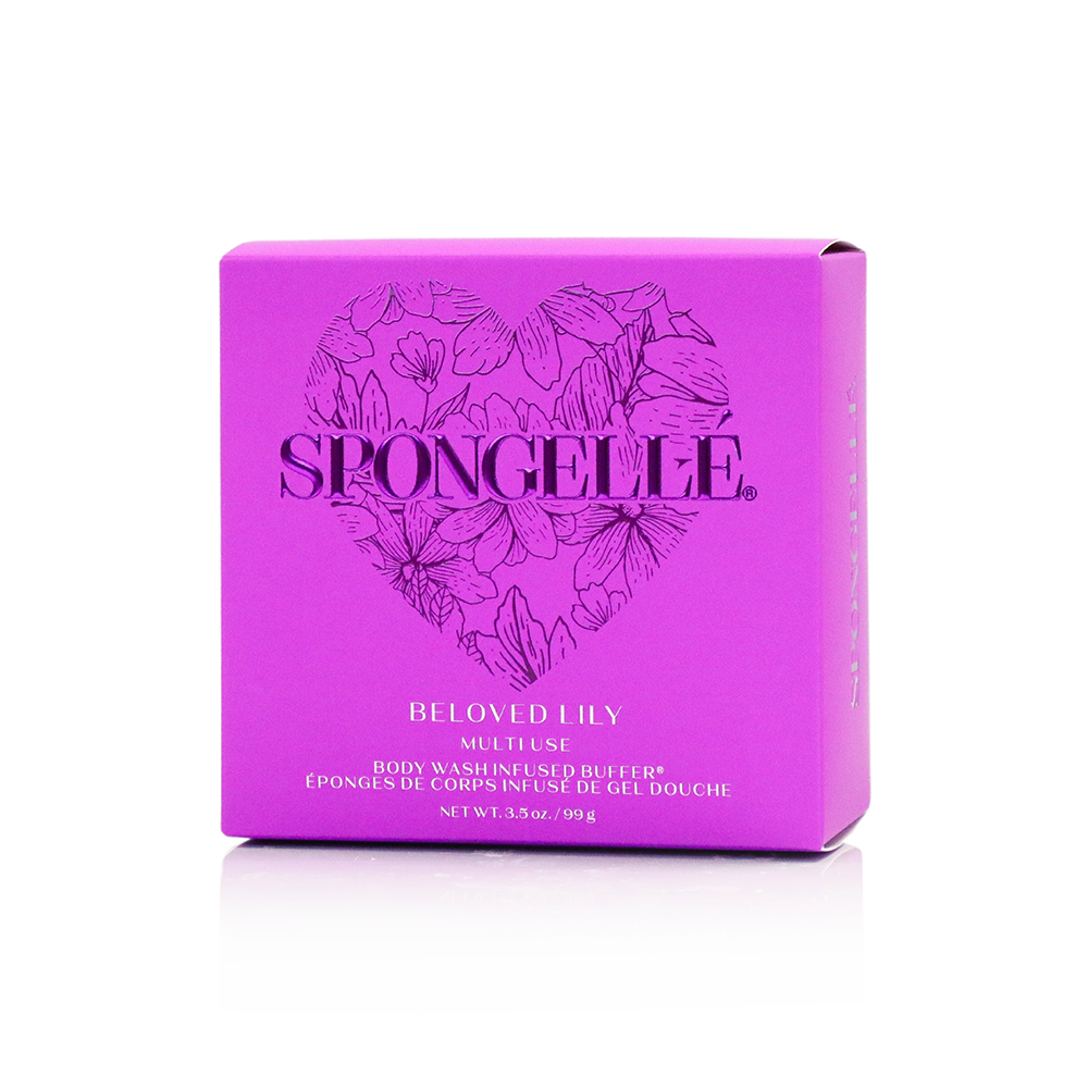 Beloved Lily Heart Body Wash Infused Buffer Purple Sponge