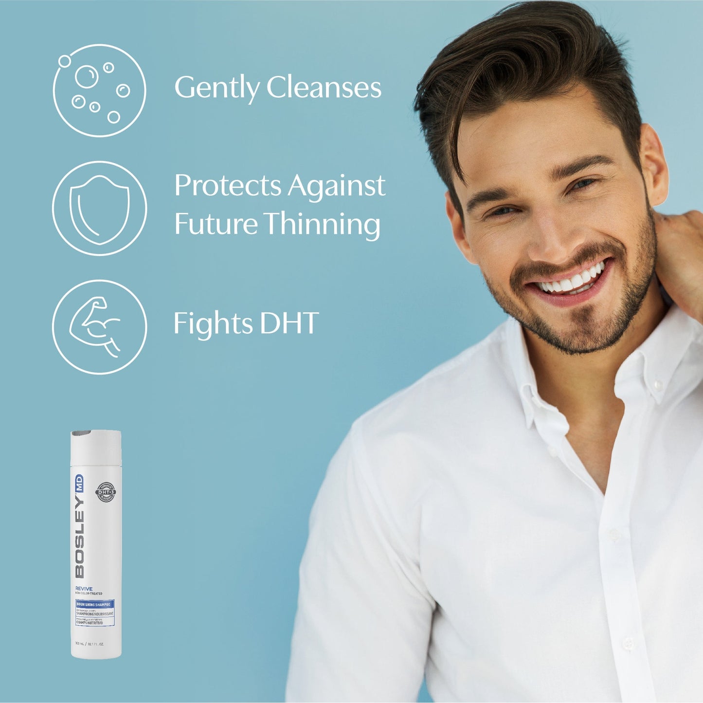 BosleyMD Revive. Gently cleanses, protects against future thinning, fights DHT.