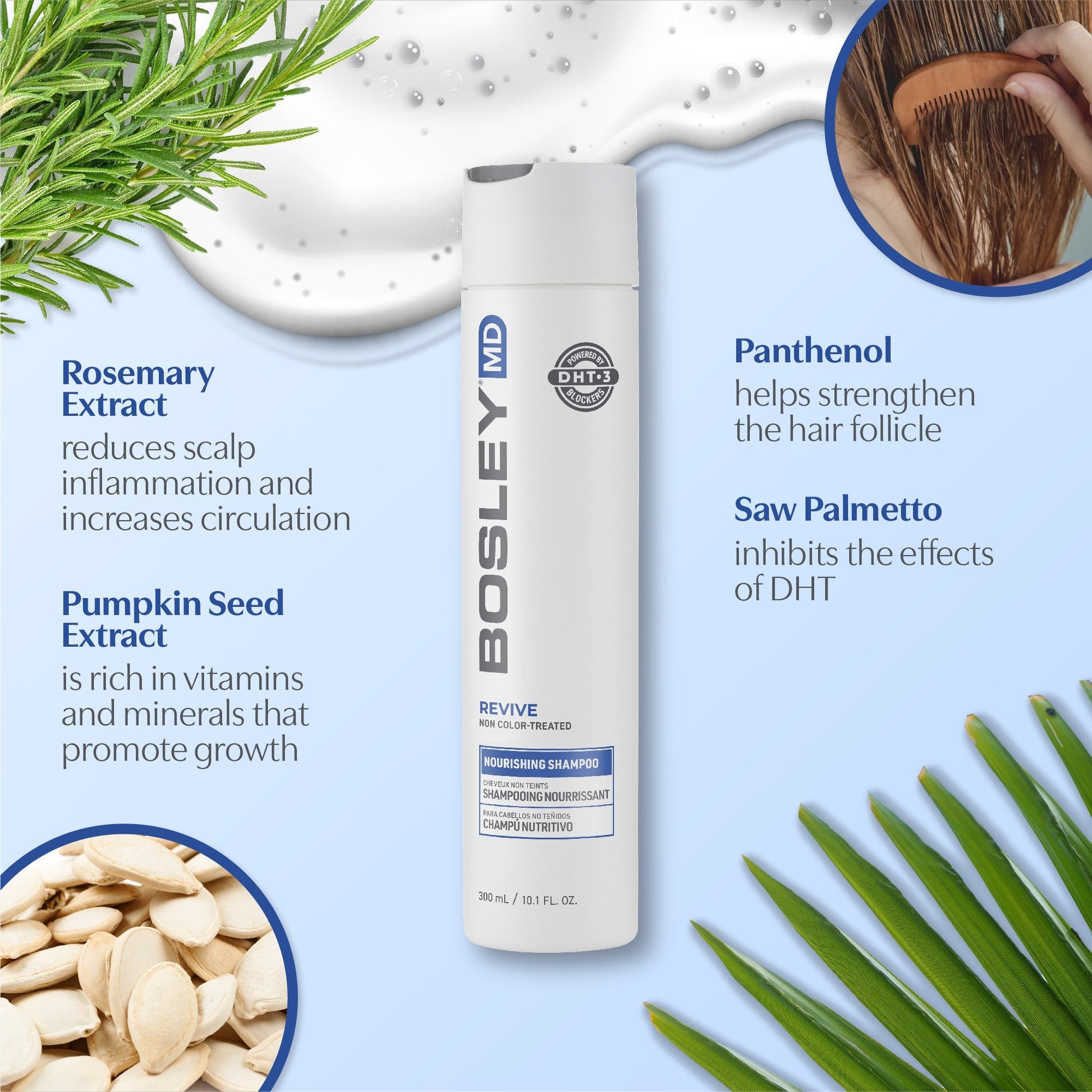 Revive Non Color-Treated Nourishing Shampoo with ingredients.