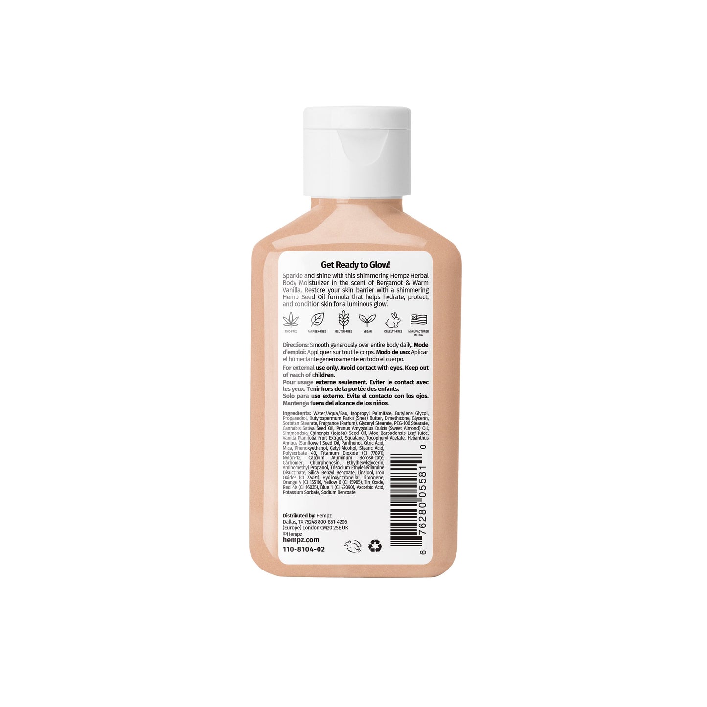 Hempz Travel-Size Glow Getter Herbal Body Moisturizer , back