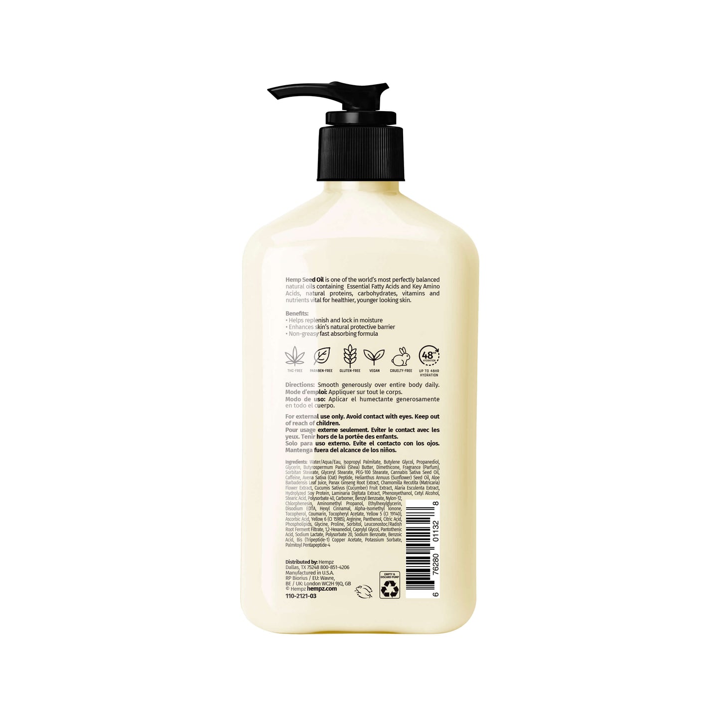 Hempz Age-Defying Herbal Body Moisturizing Lotion with Peptides and Caffeine, Back