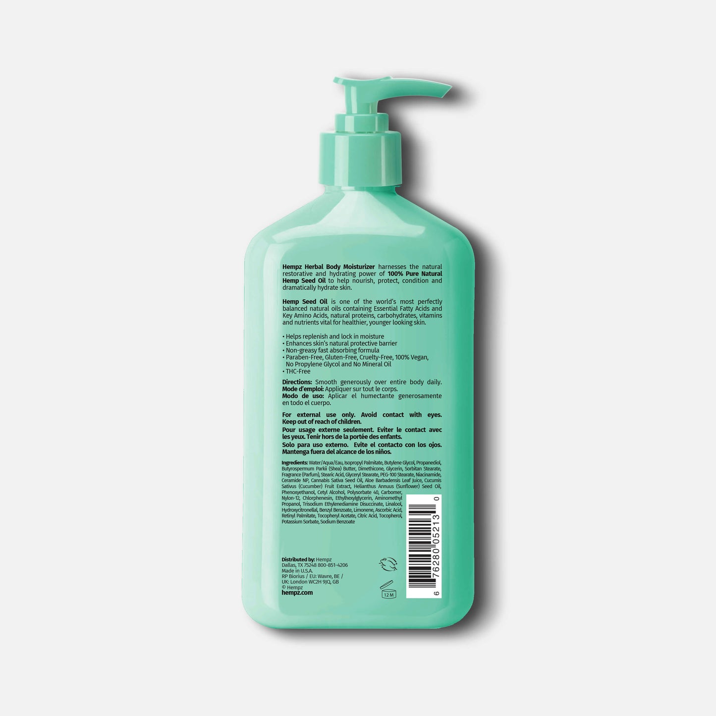 Hempz Beauty Actives Cucumber & Aloe Herbal Body Moisturizer with Ceramides + B3, Back