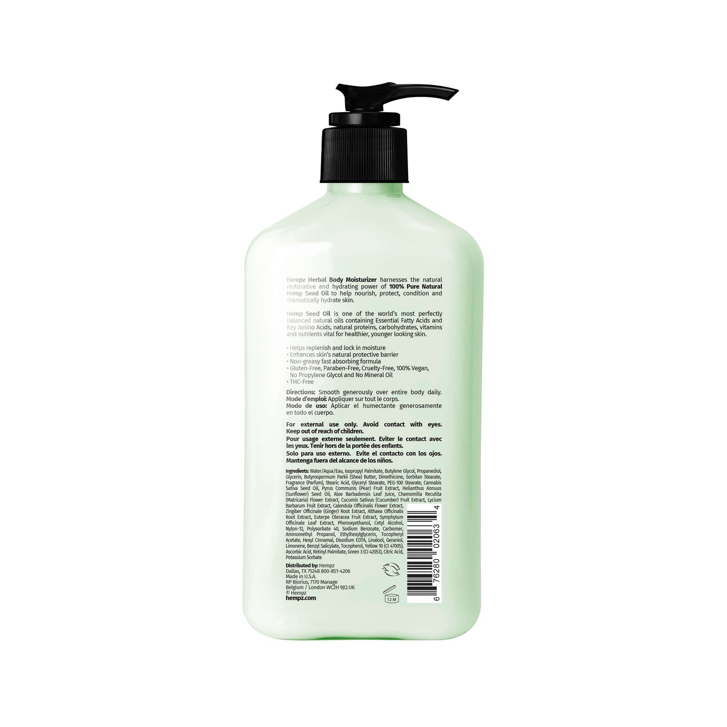 Hempz Exotic Green Tea & Asian Pear Herbal Body Moisturizing Lotion, Back