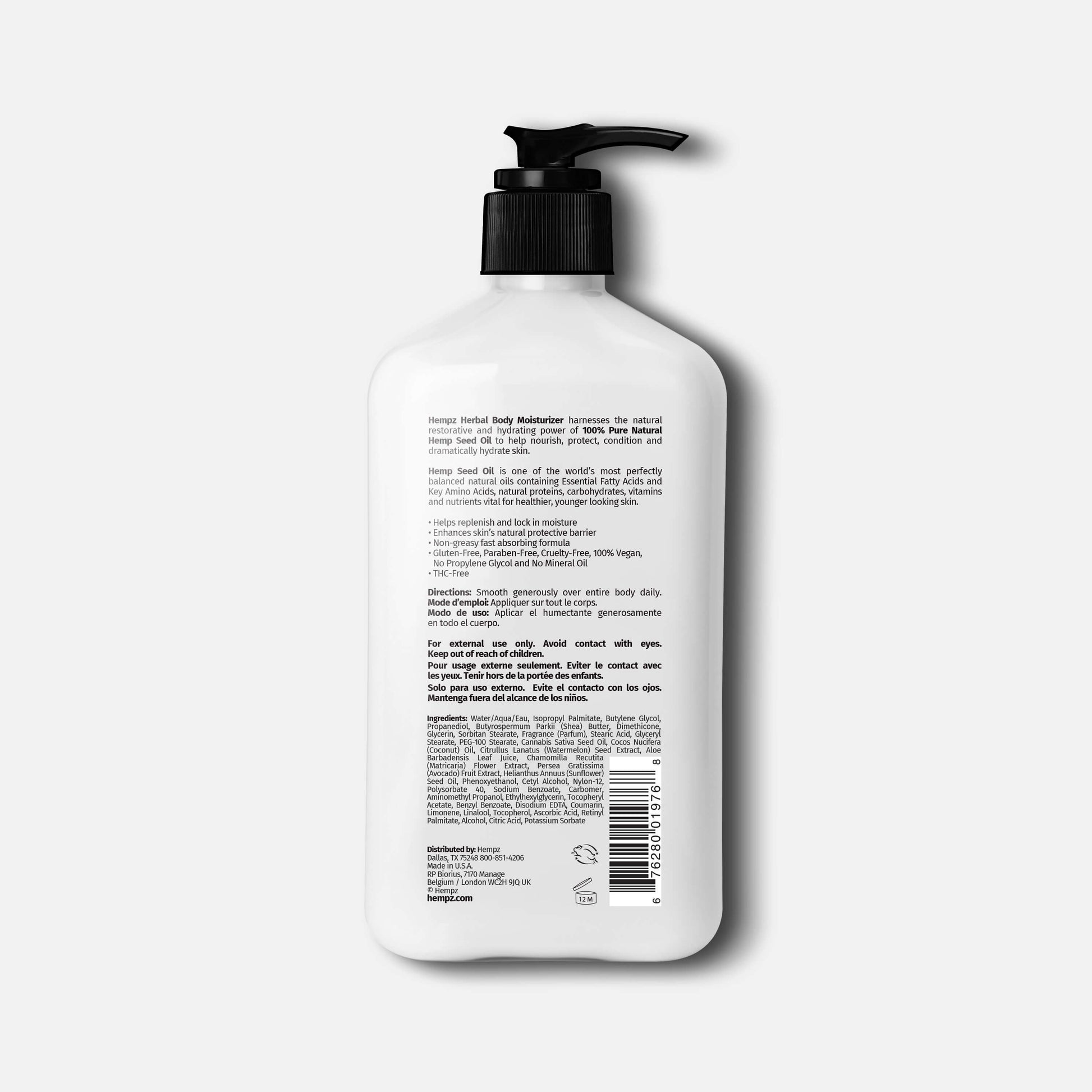 Hempz Fresh Coconut & Watermelon Herbal Body Moisturizing Lotion, Back