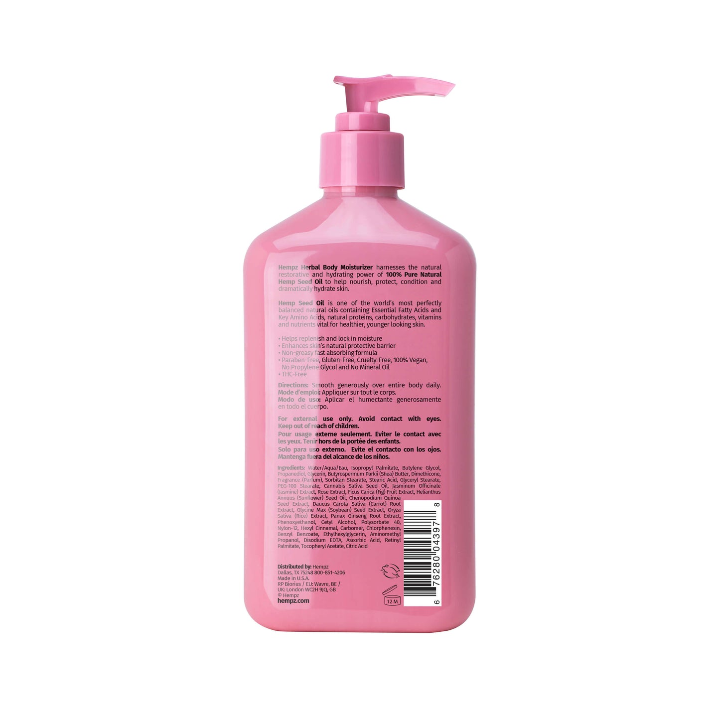 Hempz Sweet Jasmine & Rose Collagen Infused Herbal Body Moisturizing Lotion for Dry Skin, Back