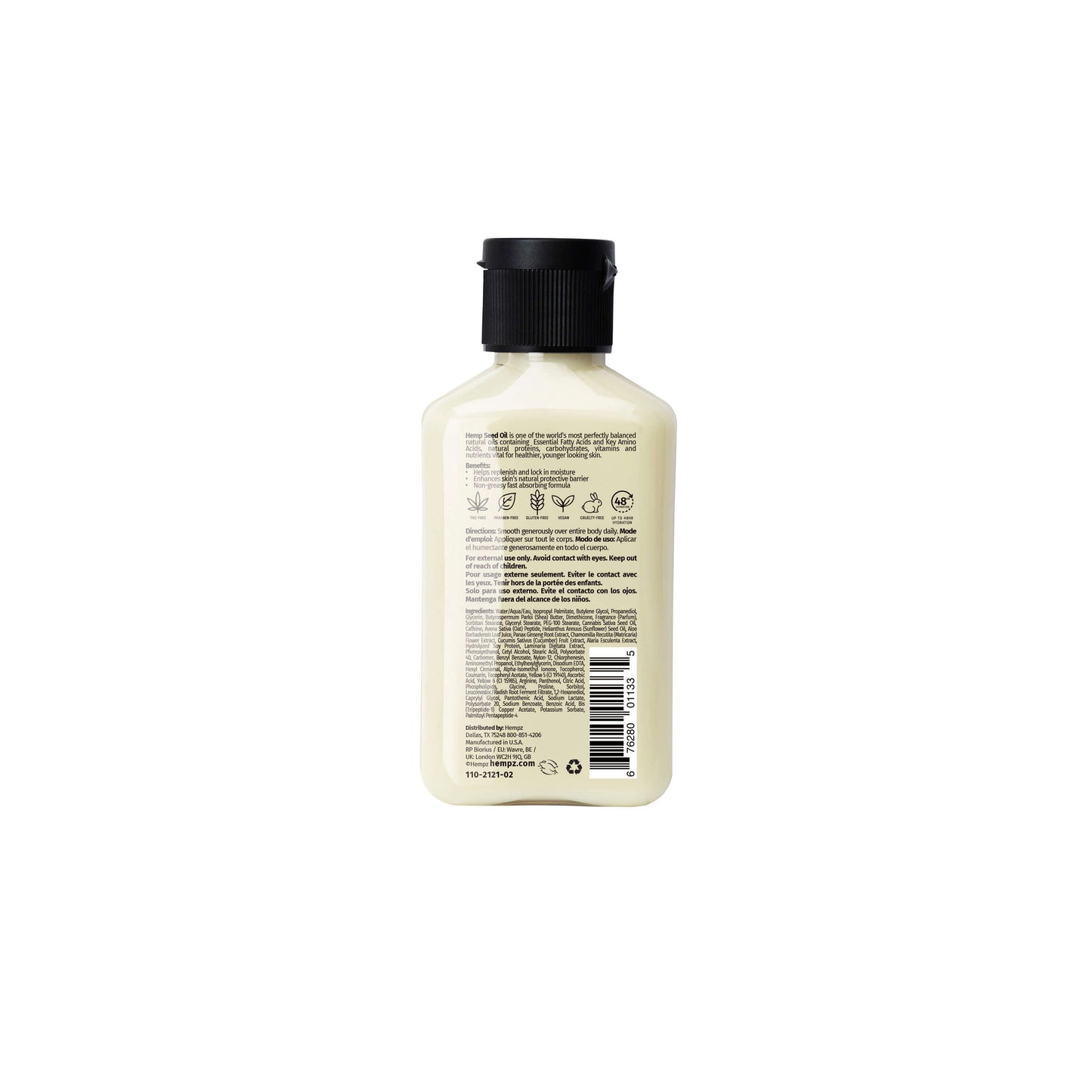 Hempz Travel-Size Age-Defying Herbal Body Moisturizing Lotion with Peptides and Caffeine, Back