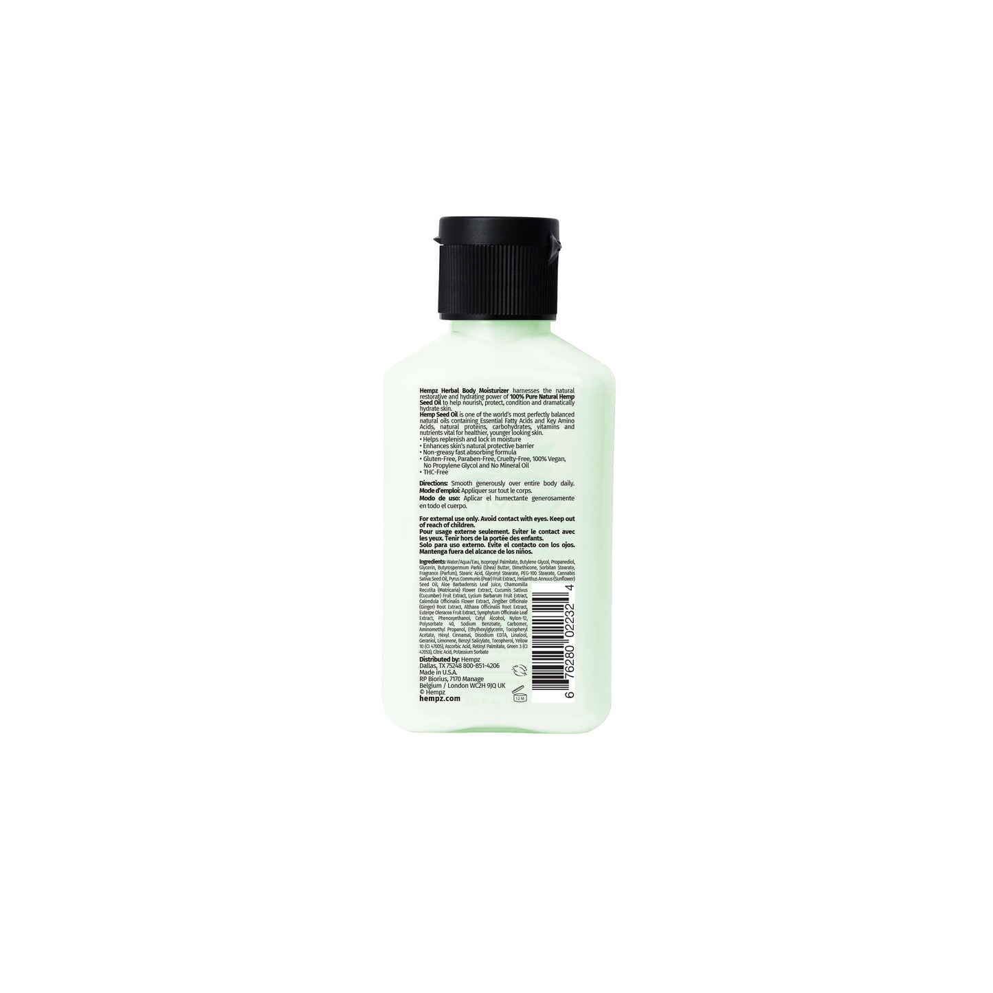 Hempz Travel-Size Exotic Green Tea & Asian Pear Herbal Body Moisturizing Lotion, Back