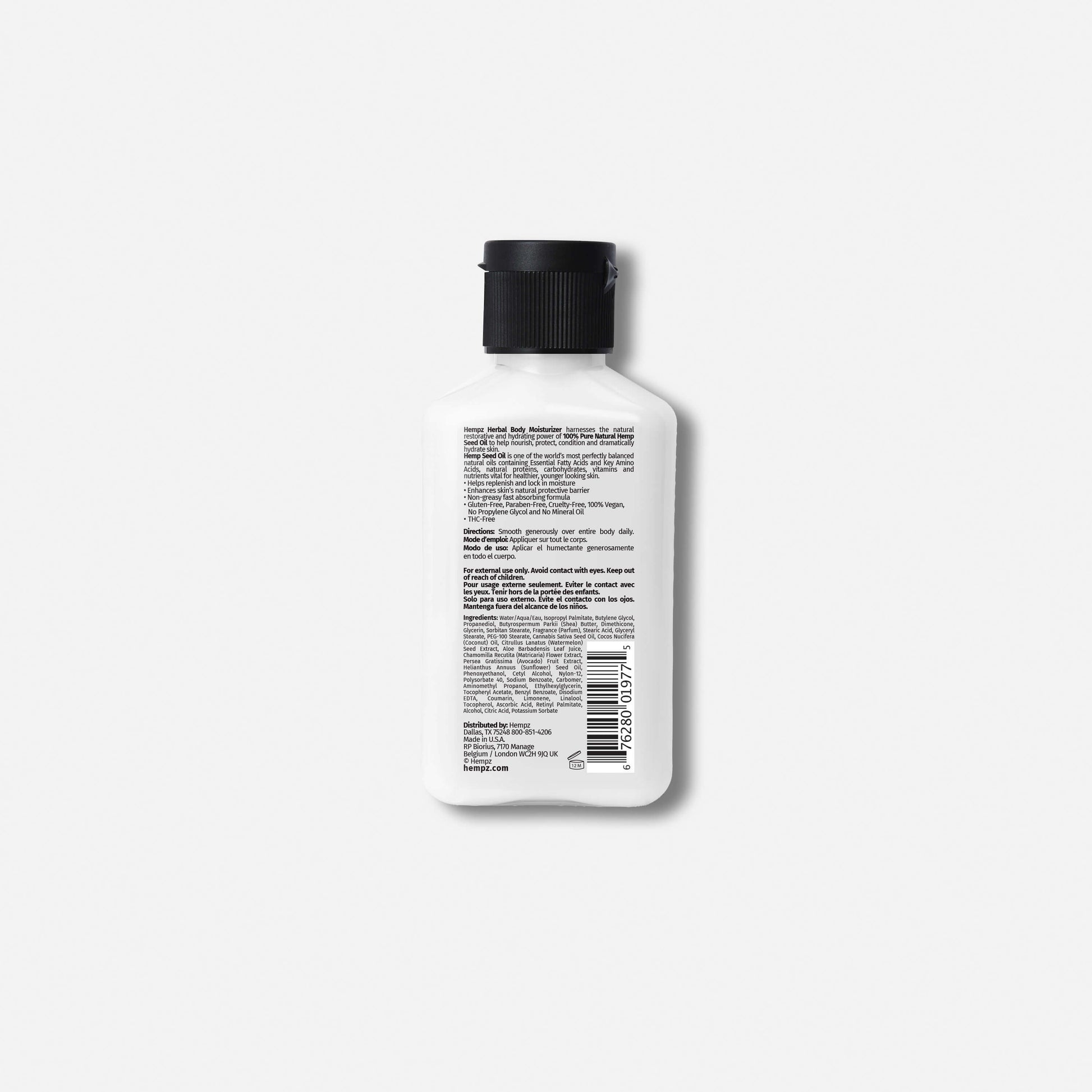 Hempz Travel-Size Fresh Coconut & Watermelon Herbal Body Moisturizing Lotion, Back