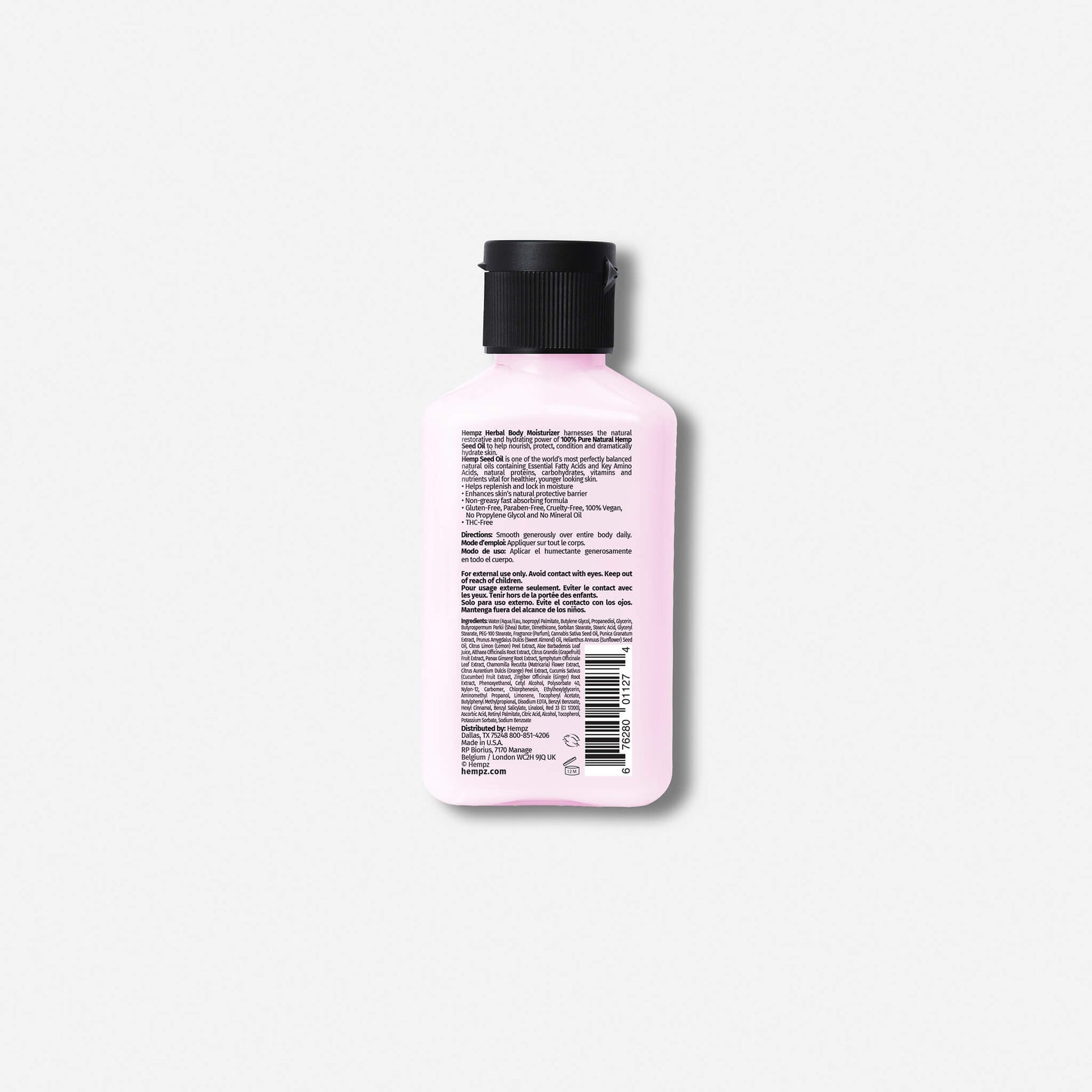 Hempz Travel-Size Pomegranate Herbal Body Moisturizing Lotion, Back