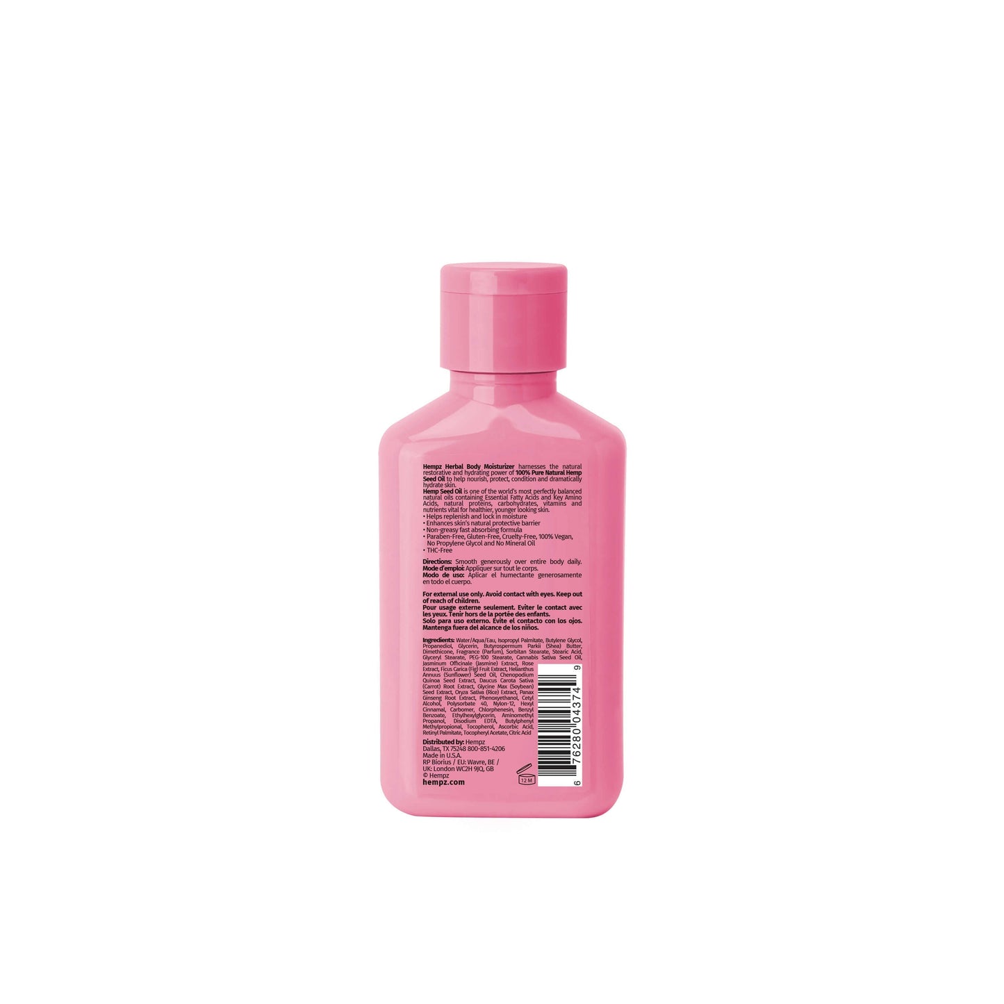 Hempz Travel-Size Sweet Jasmine & Rose Collagen Infused Herbal Body Moisturizing Lotion for Dry Skin, Back