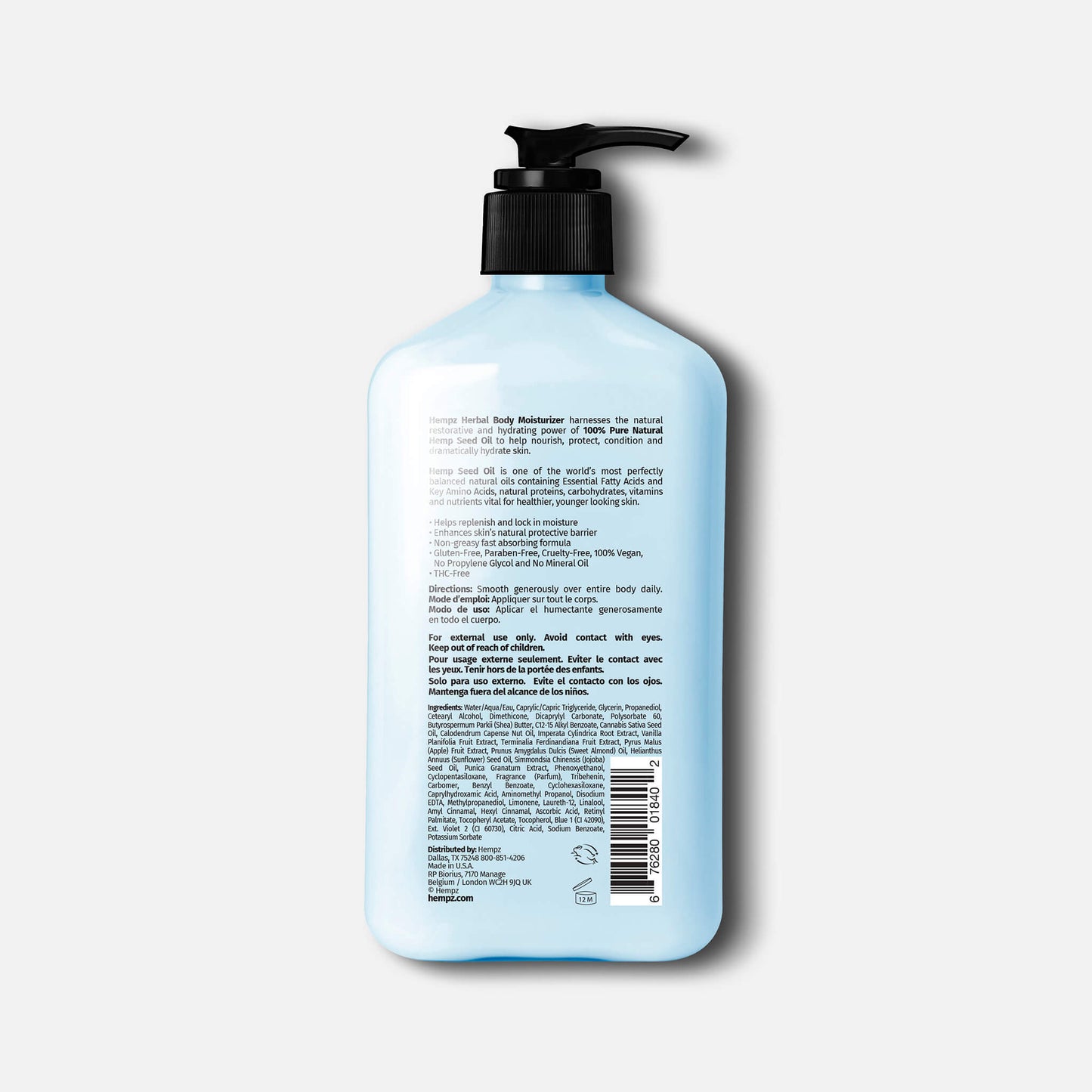 Hempz Triple Moisture Herbal Whipped Body Creme Moisturizing Lotion, Back