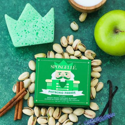 Spongellé Pistachio Parade Body Wash Infused Buffer | Holiday Nutcracker