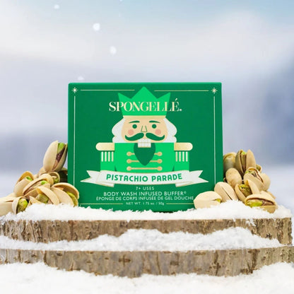 Spongellé Pistachio Parade Body Wash Infused Buffer | Holiday Nutcracker