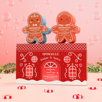 Sugar & Spice Holiday Gingerbread Gift Set of 2 Body Wash Infused Buffers